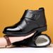 Men's Winter Thermal Boots With Velcro Closure – PU Leather High-Top Snow Shoes, Warm Fleece Lined Casual Boots For Cold Weather_vogvips.com