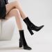 Kendall Jenner Iron Martin New Low-Cut Glossy Slim Chunky Square Toe High Heel Women Autumn Patent Leather Short Boots_vogvips.com