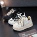 Unisex Creamy White Star Patterned Loaf Shoes Trendy Couple Sneakers Versatile New Style For Men And Women_vogvips.com