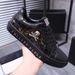 2023 Autumn Black Silver Skull Sneakers Low-top Genuine Leather Color-blocking Casual Men's Trendy Shoes_vogvips.com