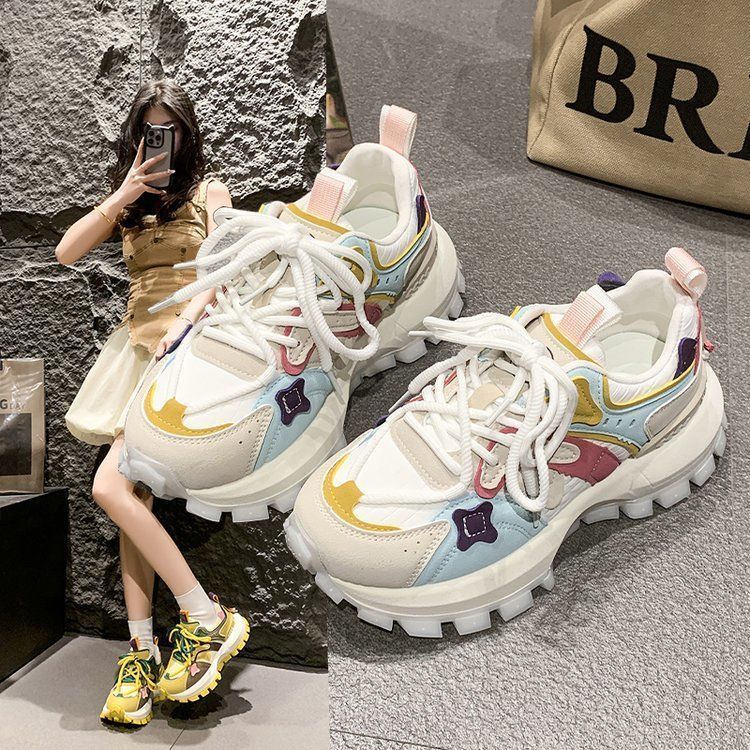 Women's Chunky White Sports Sneakers Autumn Trendy British Style Casual Forrest Gump Single Shoes_vogvips.com