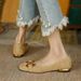 Ladies Flat Retro Square Toe Leather Loafers For Women 2024 Spring Casual Flats Elegant Metal Buckle Female Shoes_vogvips.com
