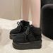 Warm Fleece-Lined Lamb Wool Snow For Women 2025 Winter New Thick-Soled Height-Increasing Lace-Up Short Boots Northeast_vogvips.com