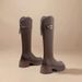 Women's Chunky Heel Knee High Boots With V-Cut Design Faux Leather Winter Boots For Women Warm Fleece Lined Mid Calf Boots Over The Knee,_vogvips.com