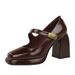 1868-K93 Wind High Women's Coarse Heels Waterproof Platform Metal Buckle Strap Single Shoes_vogvips.com