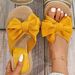 Women's Shoes INS Handmade One Word Rope Straw Woven Four Seasons New Outdoor Stitching Bow Flat Heel Slippers For Outdoor Wear_vogvips.com