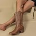 Plus Size Embroidered V-Cut Knight 2024 Autumn New Mid-Heel Over-the-Knee Mid-Calf Women's Boots_vogvips.com