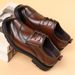 New men's first layer cowhide business leather shoes men's commuter big head thick sole leather formal men's shoes carved shoes_vogvips.com