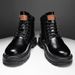 European Warm Series Martin Autumn Winter New Casual Height Increasing Short Thick Sole Solid Color Outdoor Hiking Travel Men's Boots_vogvips.com