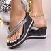 2025 Summer New Plus Size Women's Wedge European And American Style Bowknot Slip-On Platform Rhinestone Sole Peep Toe_vogvips.com