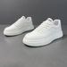 Men's Leather Thick Soled Board Trendy Light Luxury High-End Embossed Casual White Shoes, Niche Men's Shoes_vogvips.com