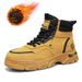Men's Winter Work Boots - Leather High Top Ankle Boots With Warm Fleece Lining, Non-Slip PVC Sole For Outdoor & Casual Wear_vogvips.com