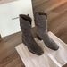 Sheepskin Version~Grape Mom Same Style Shoes With Hidden Wedge, Round Toe, V-Cut, Chunky Heel, Slimming, Large Calf_vogvips.com
