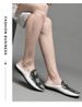Men's Shoes Doudou Shoes Leather Shoes Low-top Foot Plaid Head Level Flat Bottom Large Size Half Drag Casual Shoes_vogvips.com