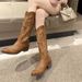 Western Cowboy For Women, Long 2025 New Summer Embroidered Chunky Heel High Boots, Riding Boots_vogvips.com