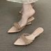 Fairy Wind Diamond Thin Strap Flip Flops Women's Summer Outwear 2026new Pointed Toe Wedge Heel Elegant Sandals_vogvips.com