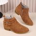 New Plus Size Women's Stylish Square Heel With Fashionable Belt Buckle Decoration Pointed Fashion Boots_vogvips.com