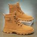 European Warm Series Men's Autumn Winter New Fashion Outdoor High-top Martin Youth Trend Thick-soled Hiking Yellow Boots Work Shoes_vogvips.com