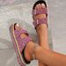 New Brick And Stone Double Button Shoes Women's Casual Outdoor Home Wear, Summer Cool Slippers, Rabbit_vogvips.com