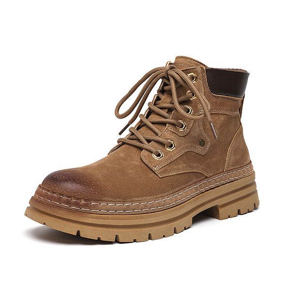 The Style Does Not Kick Badly. Medium-top Martin Boots, Tooling Shoes, High-top Cotton Shoes, Thickened Men._vogvips.com