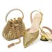Plus-size pointed women's shoes back empty plated heel + Rhinestone bucket handbag_vogvips.com