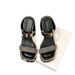 Summer Black Rhinestone Square Toe Chunky Heel Sandals - Women's Commute-friendly, Versatile, Slimming, And Elegant High Heel Sandals_vogvips.com