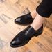 New Black And White Color-block Carved Brick Men's Shoes For Men's Business Leather British Derby Shoes Pointed Toe Banquet Wedding Leather Shoes_vogvips.com
