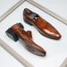 Italian Handmade Business With Toe Layer, Pointed Horseneck Buckle, Men's For Banquets, Parties, Social Events, Leather_vogvips.com