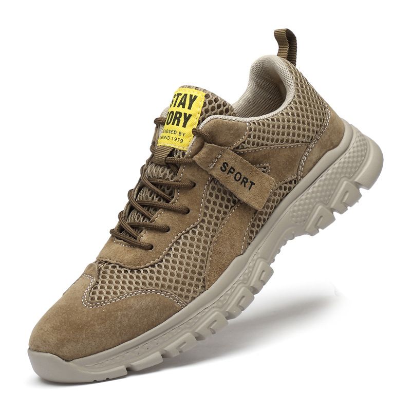 Mesh Splicing Men's Casual Single Shoes Soft-sided Lace-up Sports Running Shoes_vogvips.com