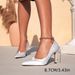 Women's Shoes White With Small Pearls High Heels Women's Stilettos Fashionable Party Pointed Simple High Heels_vogvips.com