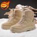 Men's Large Cotton Shoes, High Top, Thick And Warm Outdoor Snow Boots, Tactical Boots, Anti Slip Retro Workwear, Martin Boots_vogvips.com