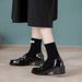 Mid-heel Leather 2026 New Model British Style Buckle Spring And Autumn Fashion Women's Versatile Chunky Heel Shoes_vogvips.com
