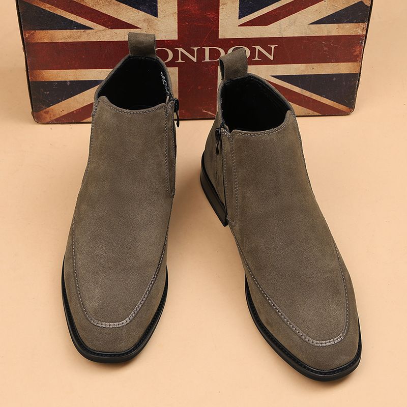 Men's Shoes Casual Leather Boots Korean Edition Frosted Short Boots Anti-velvet Chelsea Boots Men's_vogvips.com