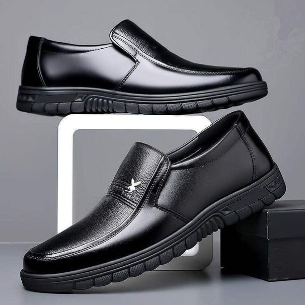 European Warm Series Leather Autumn Winter Fashion Versatile Business Casual Men's Soft Sole Middle-aged Elderly Dad Shoes_vogvips.com