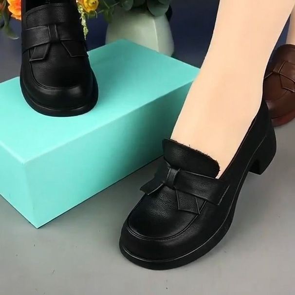 Retro Ladies' Loafers 2025 Autumn New Popular British Style Leather Soft Sole Comfortable Women's Shoes_vogvips.com