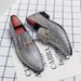 New Style Of Gold Men's Shoes Handsome Silver Pointed-toe Leather Shoes With One Foot, Fish Scale Pattern Business Gold Catwalk Dress Loafers_vogvips.com