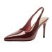 Comfortable High-heeled Shoes For Women, 2026 Spring New French Style Solid Color Patent Leather Pointed Toe Stiletto Slip-on Clos_vogvips.com
