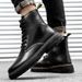 Motorcycle Leather Boots Men's Autumn Thick Soled Wear Casual Shoes Men's Winter Leather Waterproof Non-slip Black Boots_vogvips.com