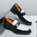 New Fashion Men's British Black Business Casual Loafer Shoes Daily Driving Office Leather Shoes One Foot Pedal Lazy Brown Banquet Dress Wedding Men's_vogvips.com