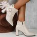 Women's Plus Size Pointed Toe High Heeled Ankle Boots Side Zipper Metal Decoration Fashion 34 Autumn New Style_vogvips.com