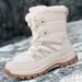 Winter Snow Boots Women High Top Lace-up Plush Warm Soft Solid Color Casual Shoes Women Anti-slip Hiking Shoes Women_vogvips.com