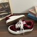 Xiaoyoutao Stylish Burgundy Loafers Women, Versatile 2025 Autumn New Casual Skateboard Shoes For Men, Ins Style_vogvips.com