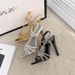 2029 Summer New Super High Heel Stiletto Shoes Hollow Thin Belt Rhinestone Round Head Waterproof Table Open-toed Women's Sandals_vogvips.com