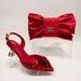 Women's Shoes Magenta Party Wedding Pointed Sandals With Square Handbag Nightclub Shoe Bag Set_vogvips.com