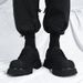 Derby Shoes For Men, Paris Mickey Big Head, Traditional British Casual Leather Shoes, Thick Sole, Heightening, Black Matte Finish, Spring Season_vogvips.com