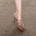 Nude Cross-strap High-heeled For Women, Sexy Open-toe Stiletto High Heels, Elegant Square-toed Sandals_vogvips.com