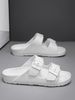 Summer Men's Casual Simple Solid Color Buckle Plastic Slip-On Flat Heel Adjustable Slippers_vogvips.com