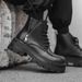 Side Zipper Strap Martin Boots Niche Design Premium Locomotive Retro Round Head Tooling Boots_vogvips.com