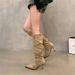 Women's Pointed-Toe Stacked Knee Boots - Slimming Khaki Riding Boots With 8cm Stiletto Heel | Vintage Chic & All-Day Comfort_vogvips.com