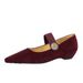 3683-2K92 Korean Low Slope Heel Versatile Suede Shallow Mouth Metal Decorative Elastic Band Strap Single Shoe Female_vogvips.com